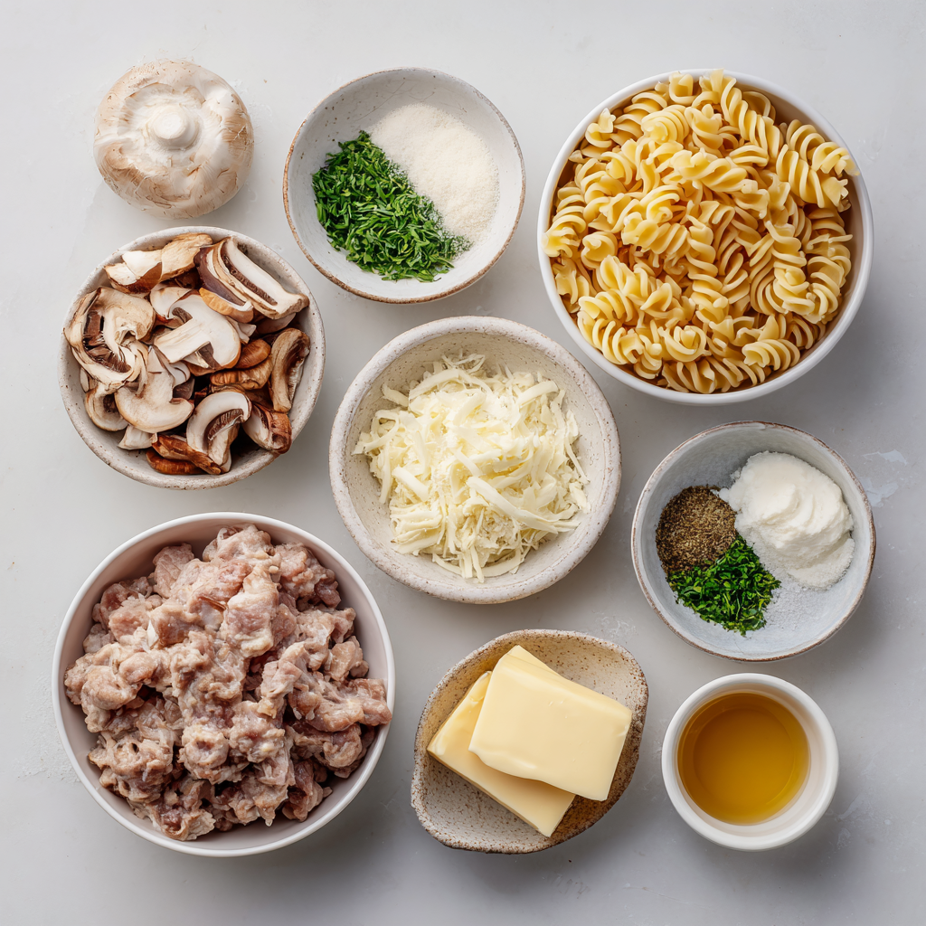 Air Fryer Pork Stroganoff ingredients