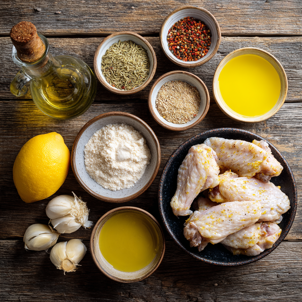 Air Fryer Lemon Pepper Wet Wings ingredients