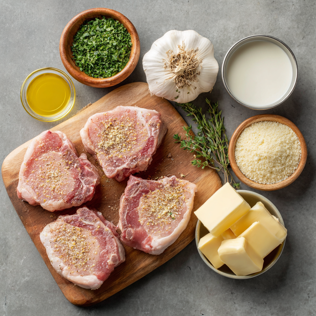 Air Fryer Creamy Garlic Parmesan Pork Chops ingredients