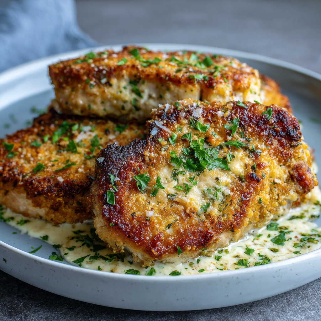 How to make Air Fryer Creamy Garlic Parmesan Pork Chops