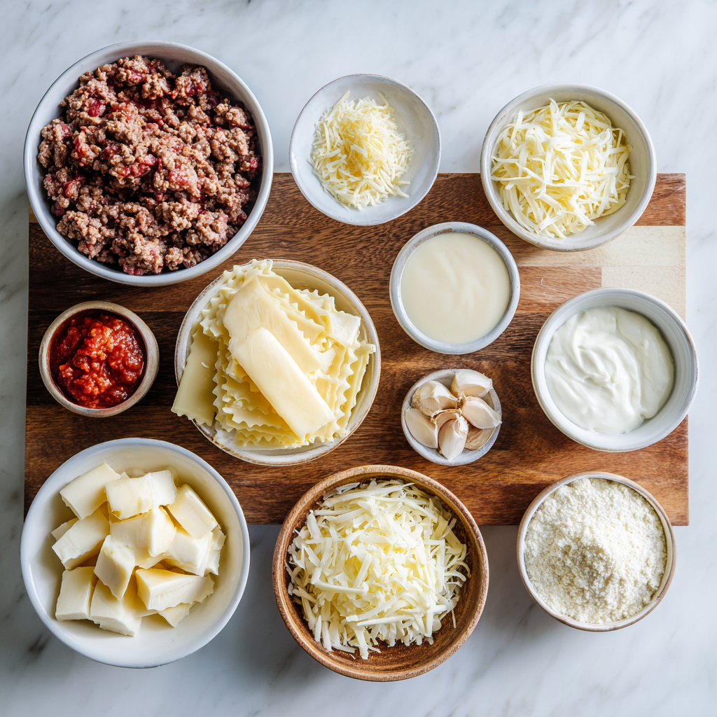 Air Fryer Creamy Beef Lasagna ingredients