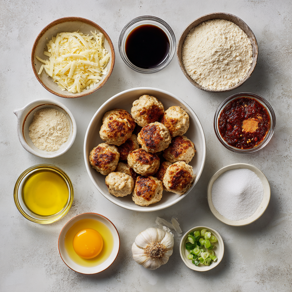 Ingredients of Air Fryer Chicken Meatballs