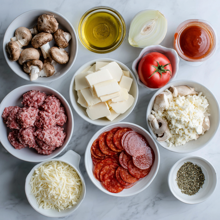 Air Fryer Meat Lover’s Pizza ingredients