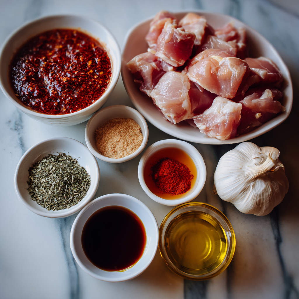 ingredients of Air Fryer Chili Chicken