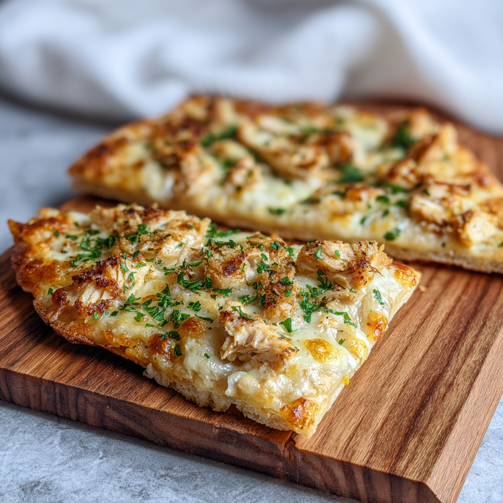 how to make Air Fryer Cheesy Garlic Chicken Flatbread