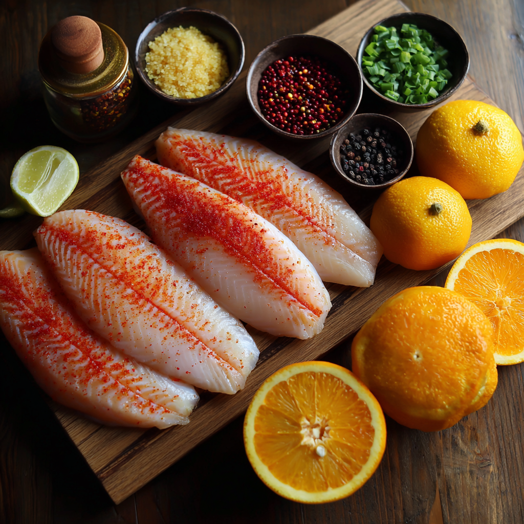 ingredients of Air Fryer Orange Glazed Tilapia