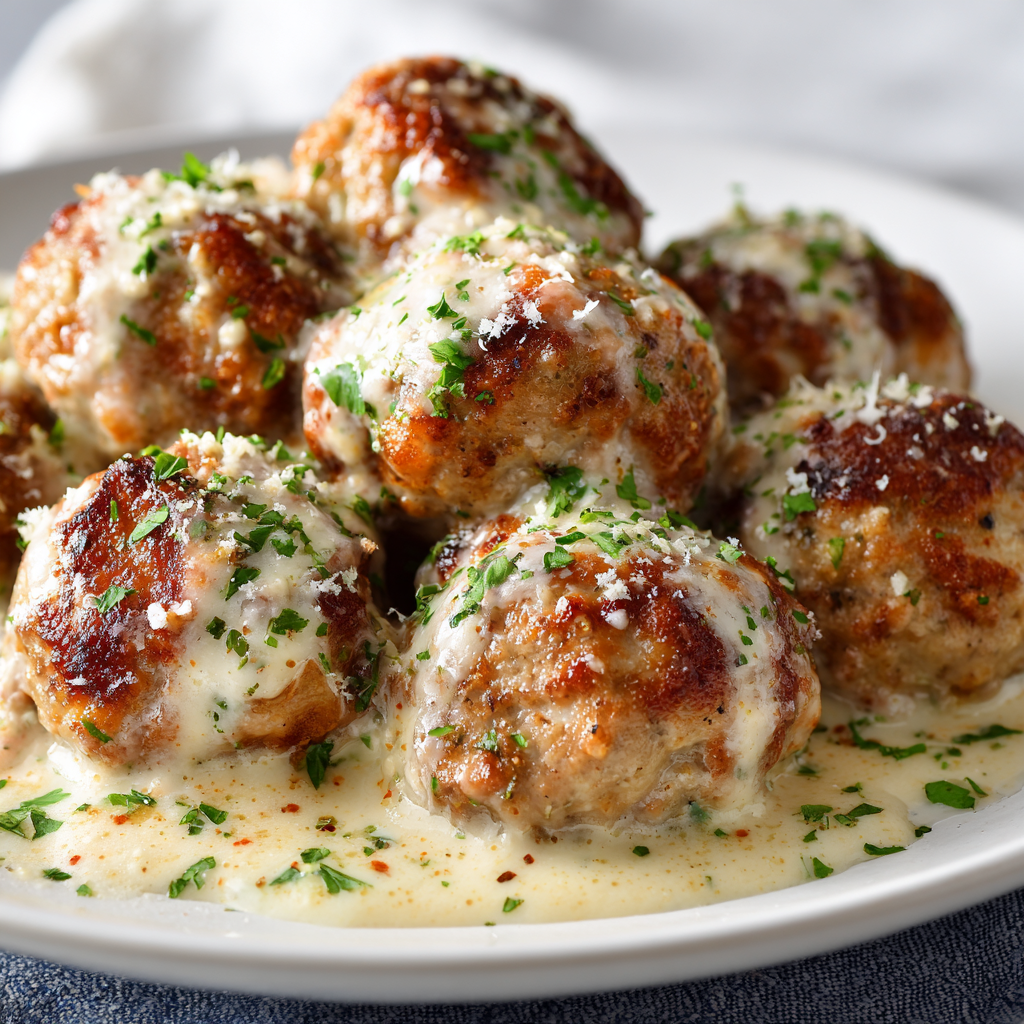 how to prepare Air Fryer Creamy Garlic Parmesan Pork Meatballs