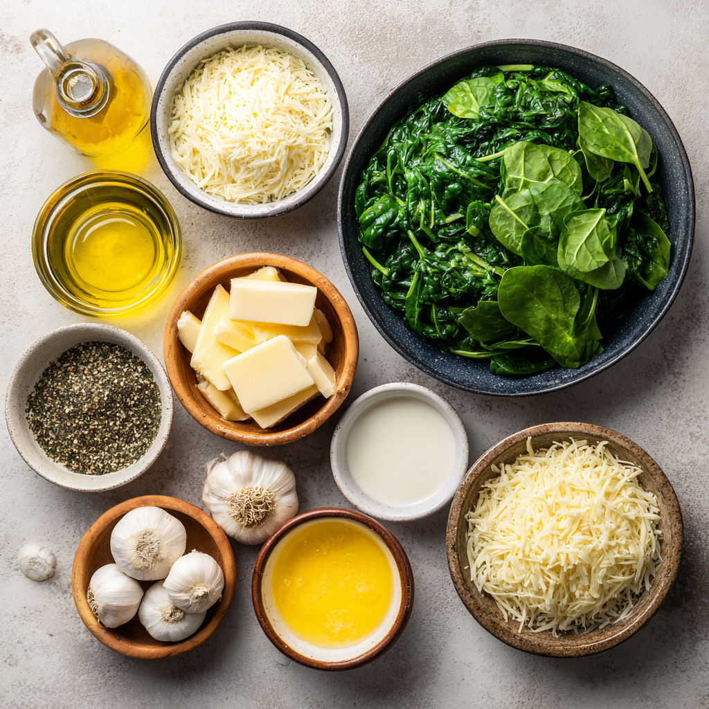 Air Fryer Creamy Spinach Garlic Lasagna ingredients