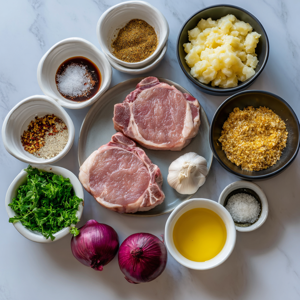 Air Fryer Creamy Tuscan Garlic Pork Chops ingredients