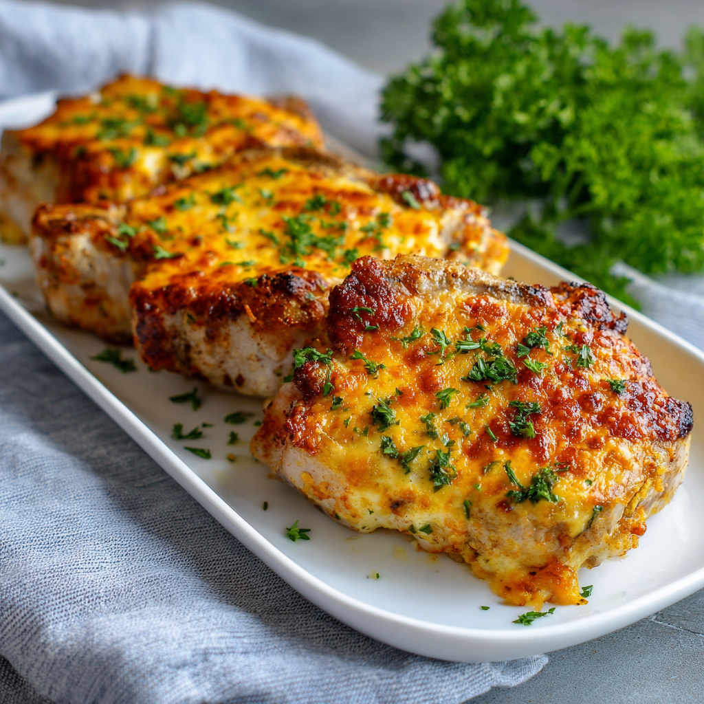 how to make Air Fryer Cheesy Baked Pork Chops