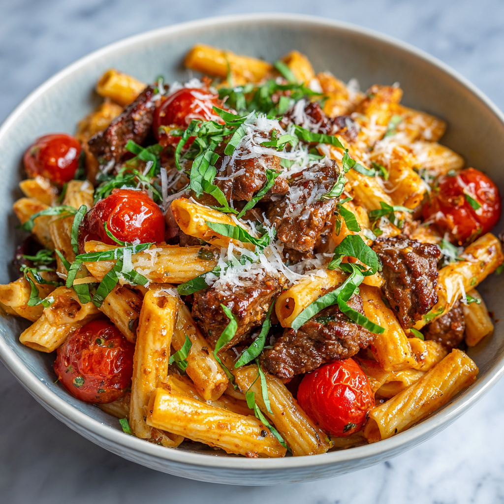 how to prepare Air Fryer Creamy Tomato Garlic Beef Pasta