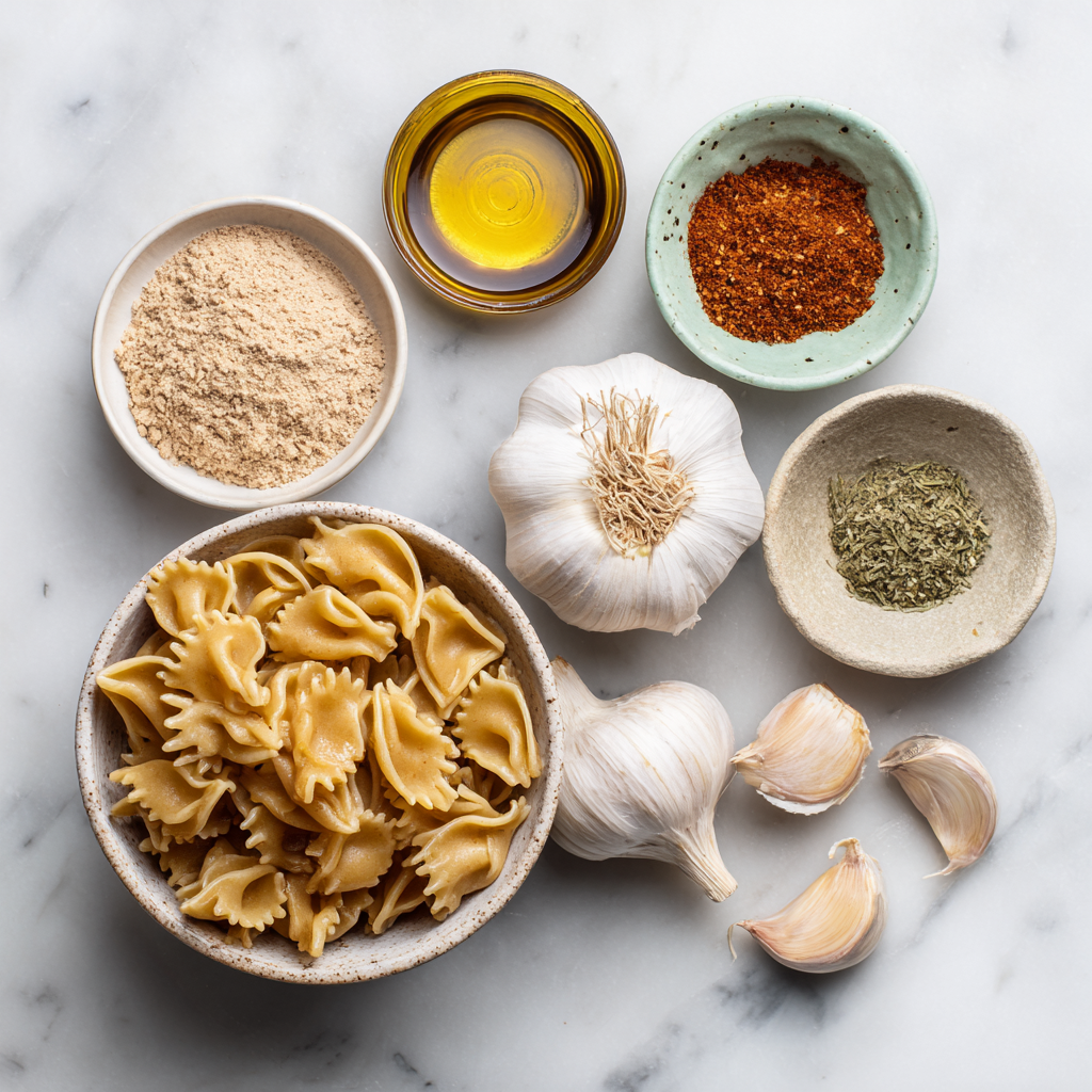 Air Fryer Vegan Creamy Cajun Garlic Pasta ingredients
