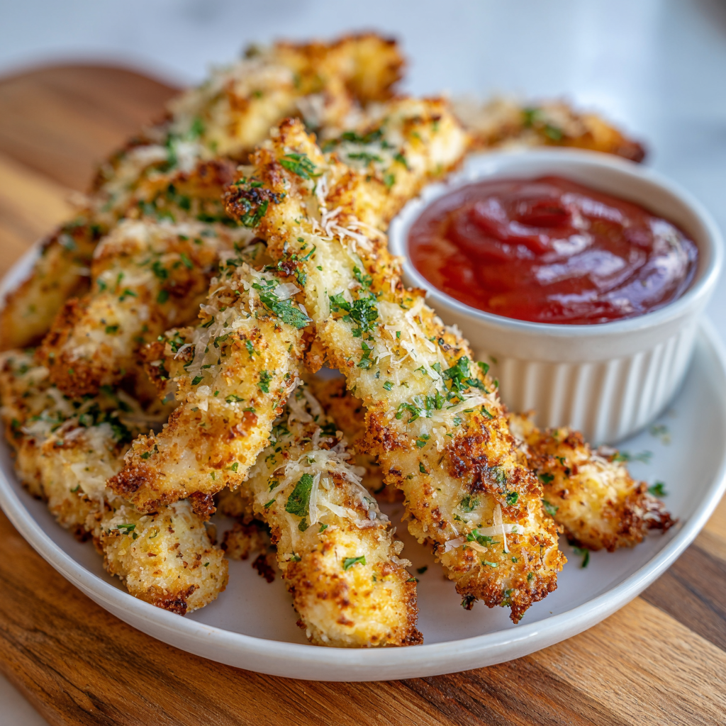how to make Air Fryer Garlic Parmesan Chicken Fries