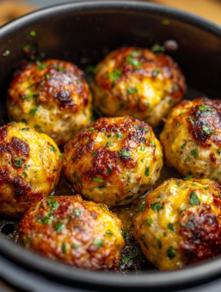 Air Fryer Jalapeño Cheddar Pork Meatballs