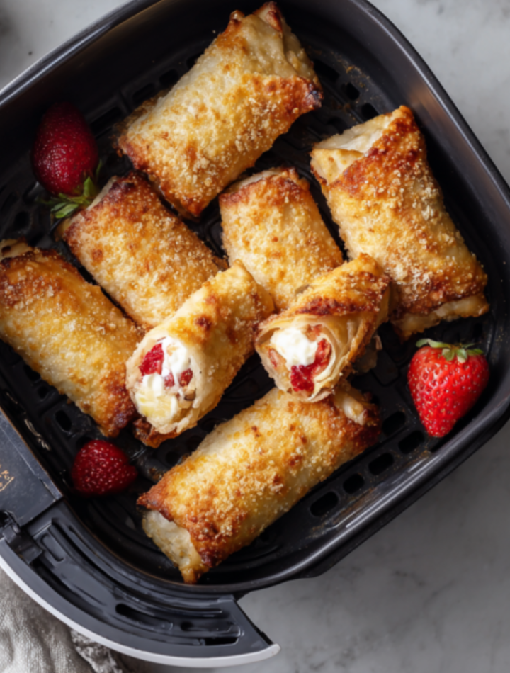 Air Fryer Strawberry Cheesecake Egg Rolls
