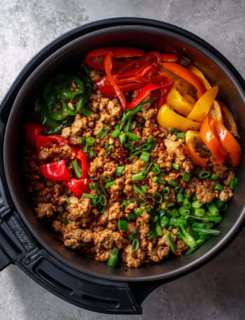Air Fryer Sweet Chili Ground Pork Bowl