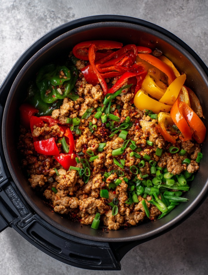 Air Fryer Sweet Chili Ground Pork Bowl