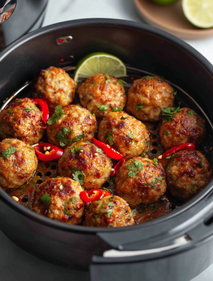 Air Fryer Thai Peanut Pork Meatballs