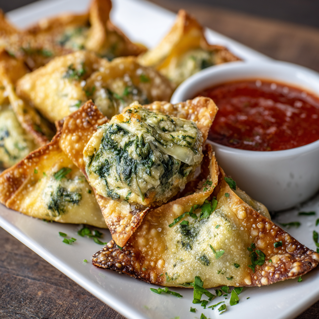 how to make Air Fryer Spinach Artichoke Wontons