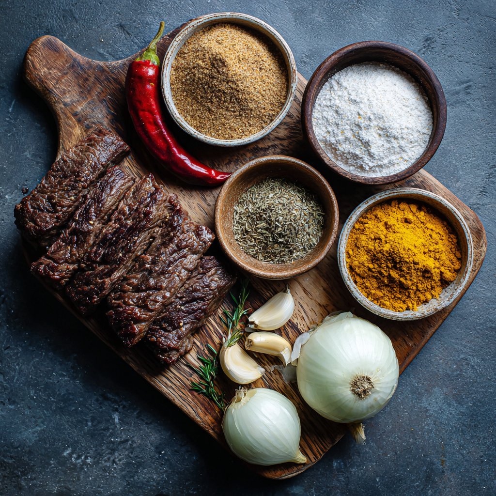 ingredients of Air Fryer Steak Shawarma