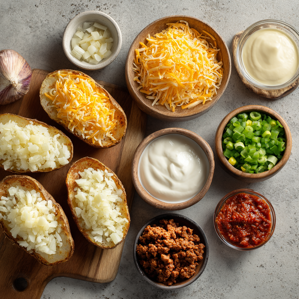 ingredients of Air Fryer Loaded Shepherd’s Pie Potato Skins