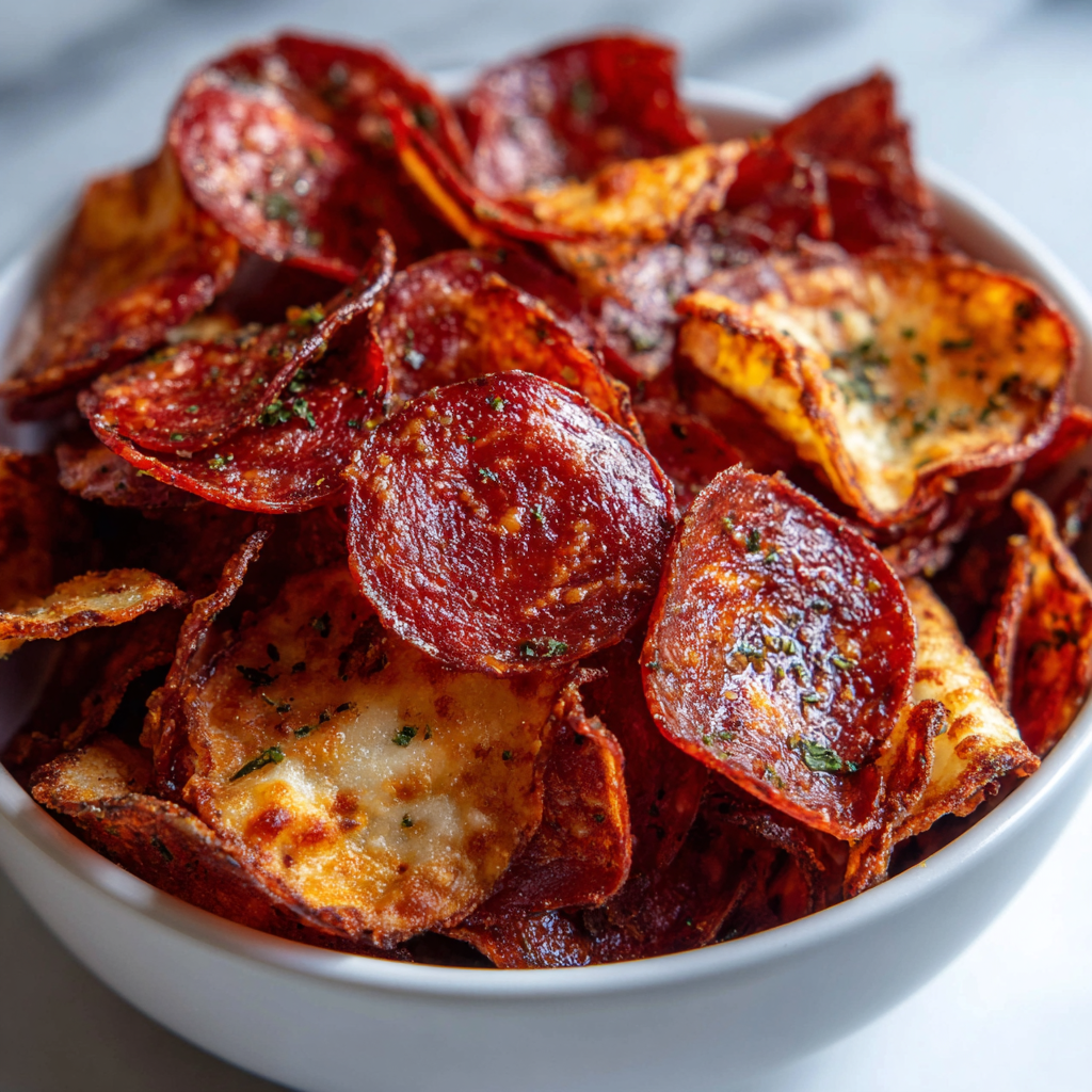 how to make Air Fryer Pepperoni Chips