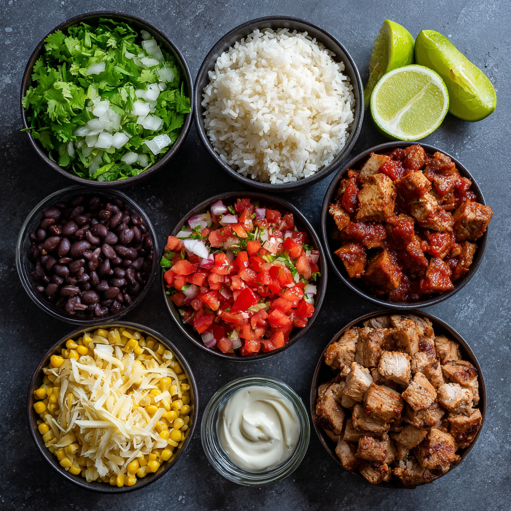Air Fryer Pork Burrito Bowls ingredients
