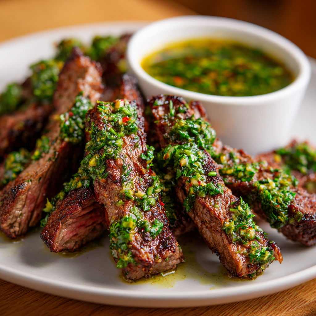 how to make Air Fryer Chimichurri Steak Strips