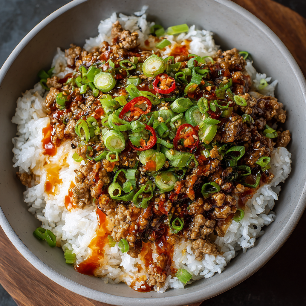 how to make Air Fryer Sweet Chili Ground Pork Bowl