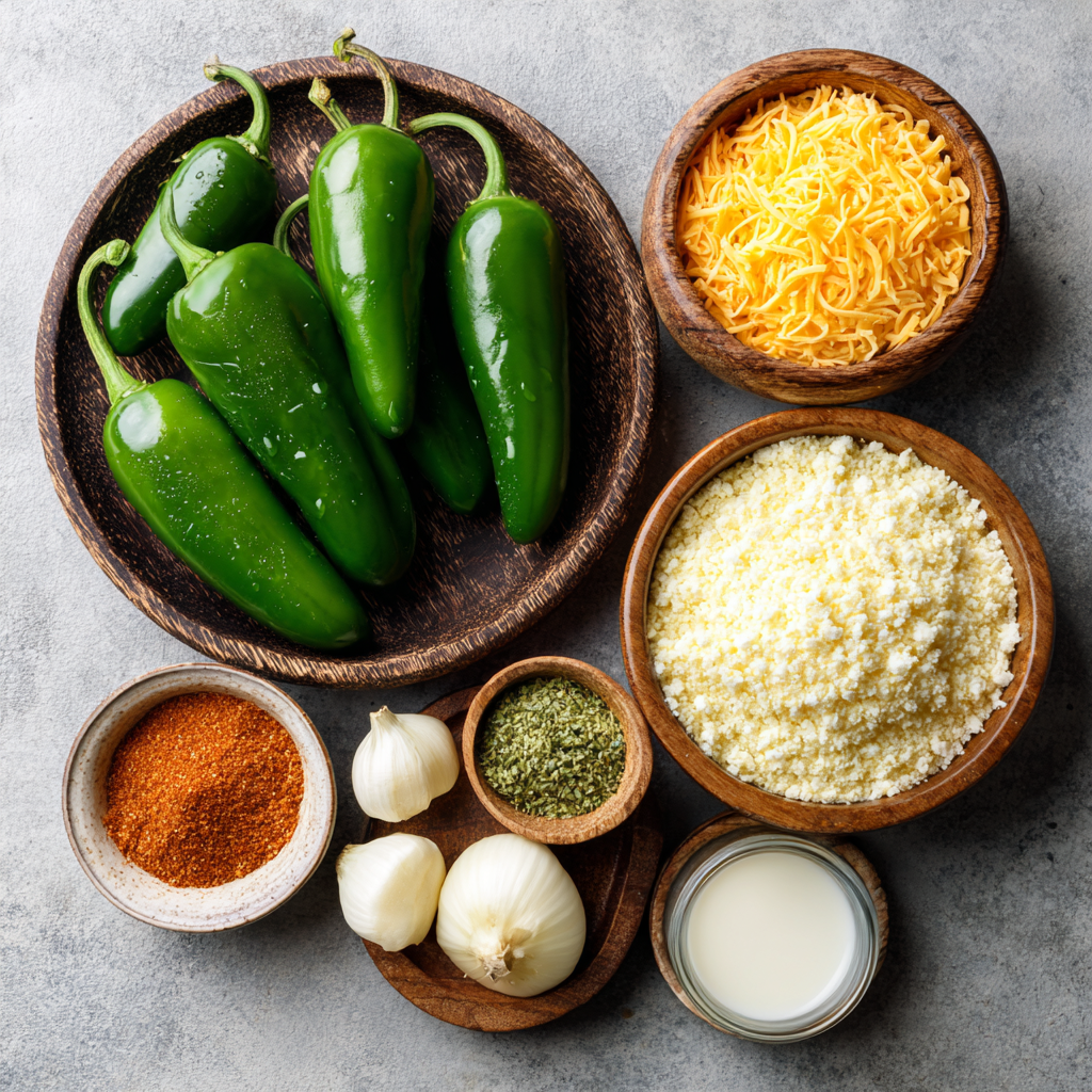 Air Fryer Queso Stuffed Jalapeños ingredients
