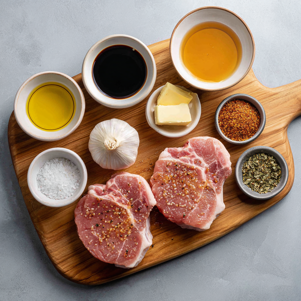 Ingredients of Air Fryer Hot Honey Pork Chops 