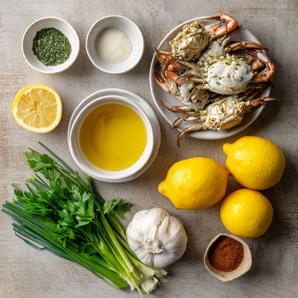 Air Fryer Lemon Herb Crab ingredients