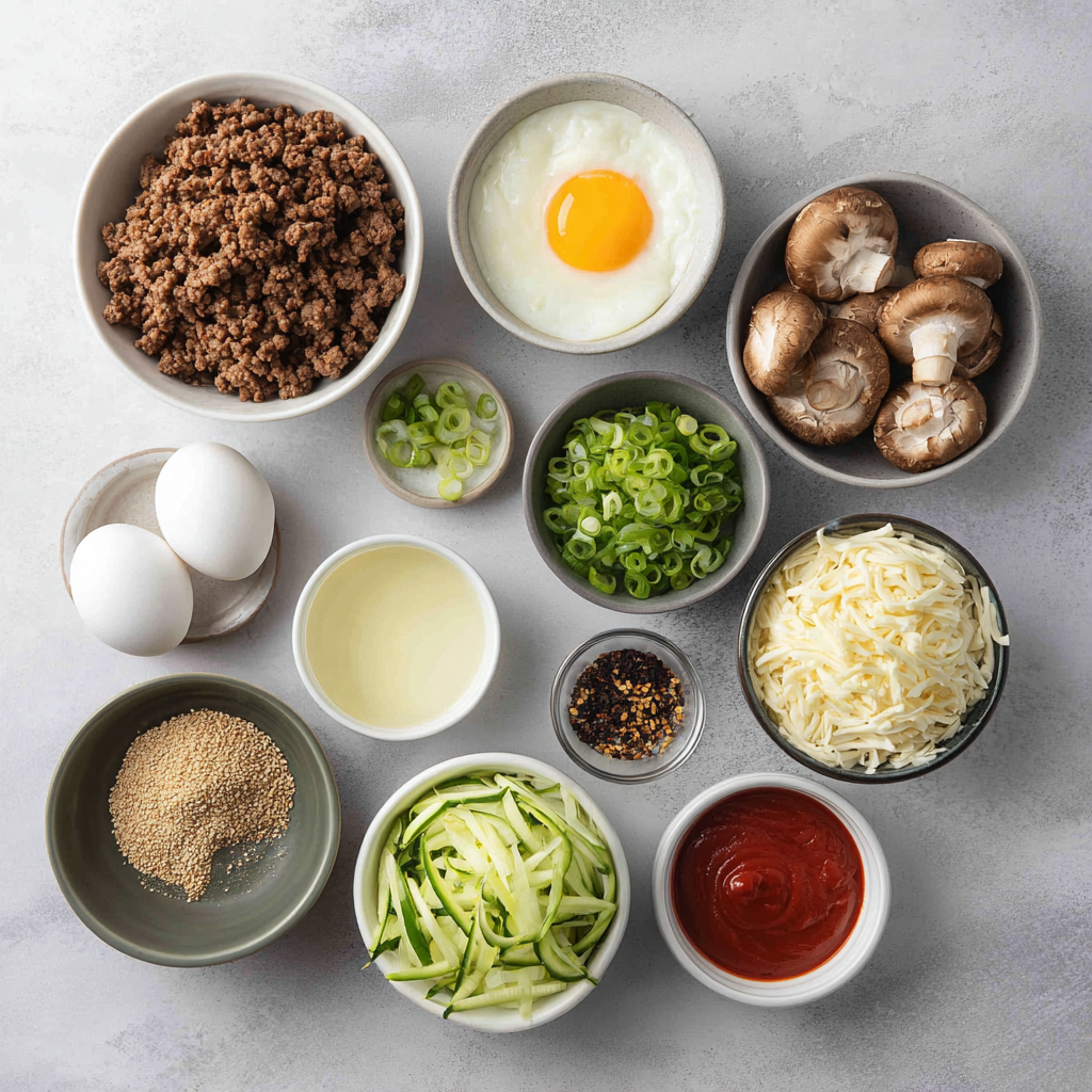 Air Fryer Korean Ground Beef Bowls ingredients