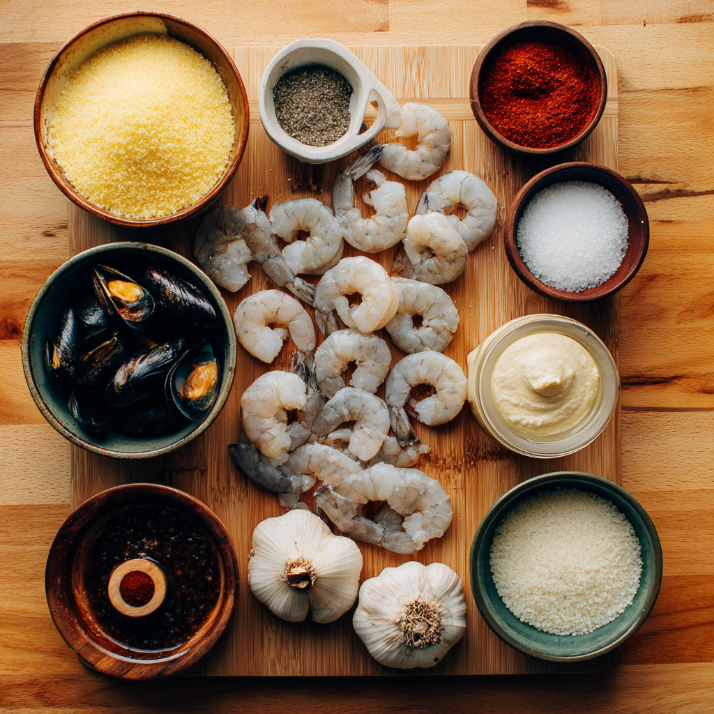 Air Fryer Seafood Polenta ingredients