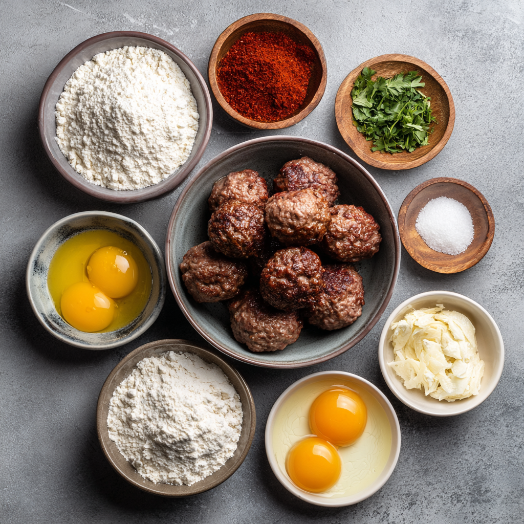 Ingredients of Air Fryer Keto Beef Kofta Meatballs