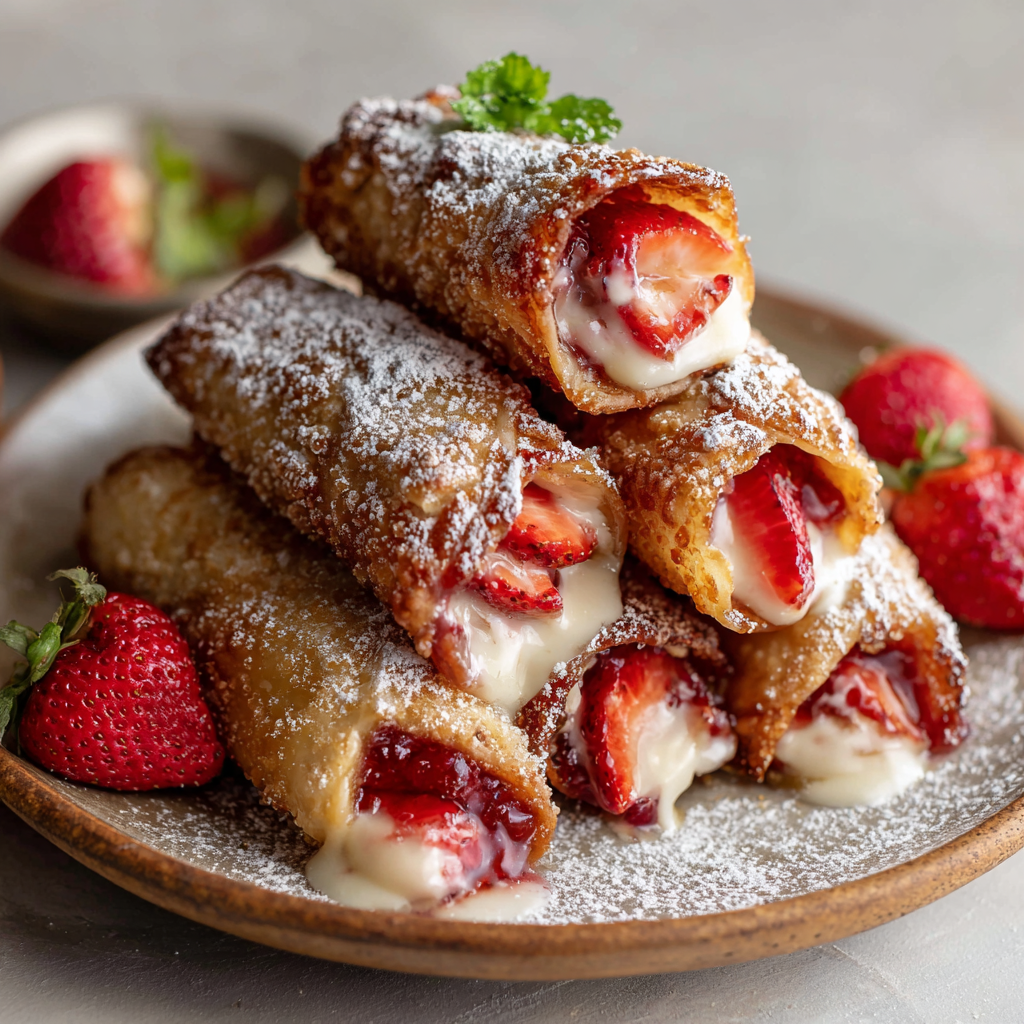 how to make Air Fryer Strawberry Cheesecake Egg Rolls