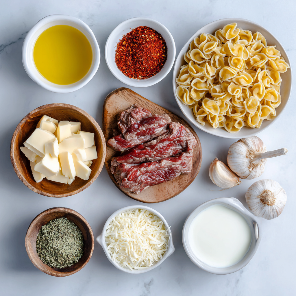 Air Fryer Creamy Cajun Steak Pasta ingredients