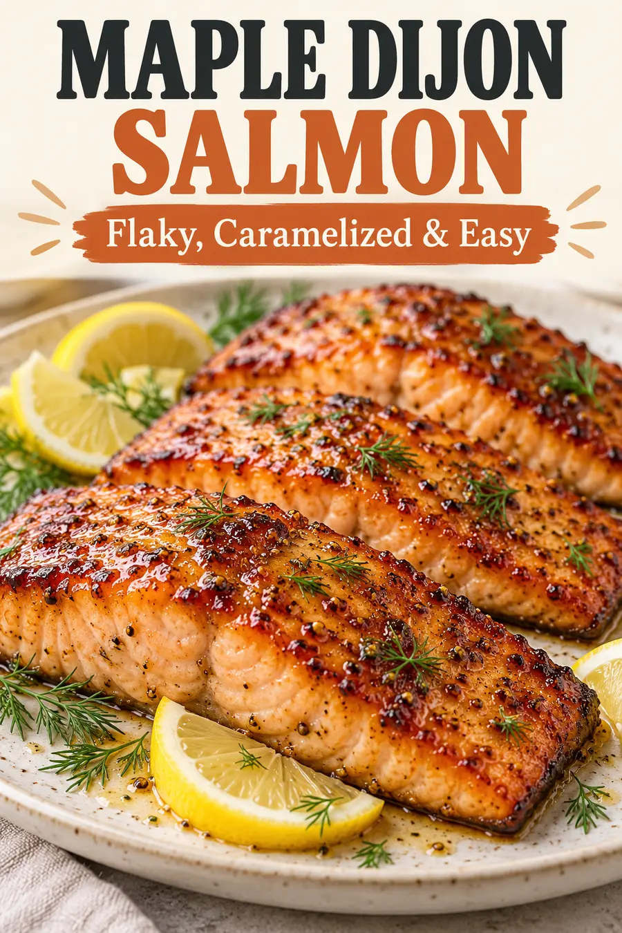 Pinterest pin for Air Fryer Maple Dijon Salmon with a realistic finished recipe and bold headline